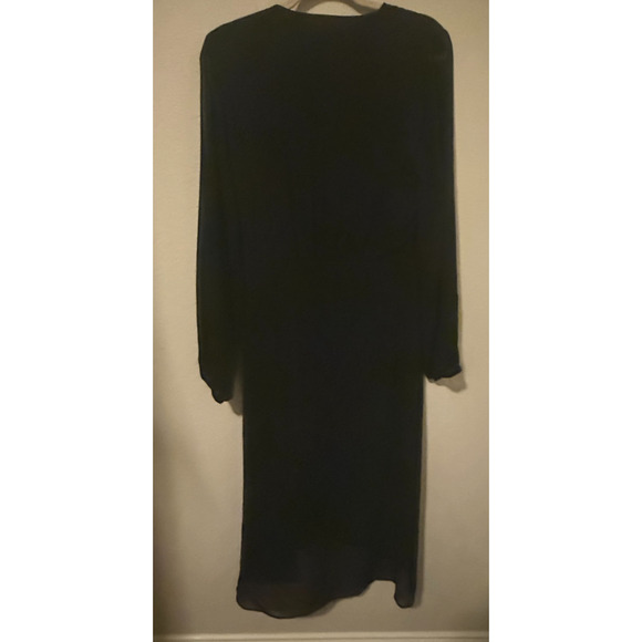 Express Women’s Black Whimsigoth Long Sleeve Faux Wrap Midi Dress Tie Waist - XL - Picture 7 of 9